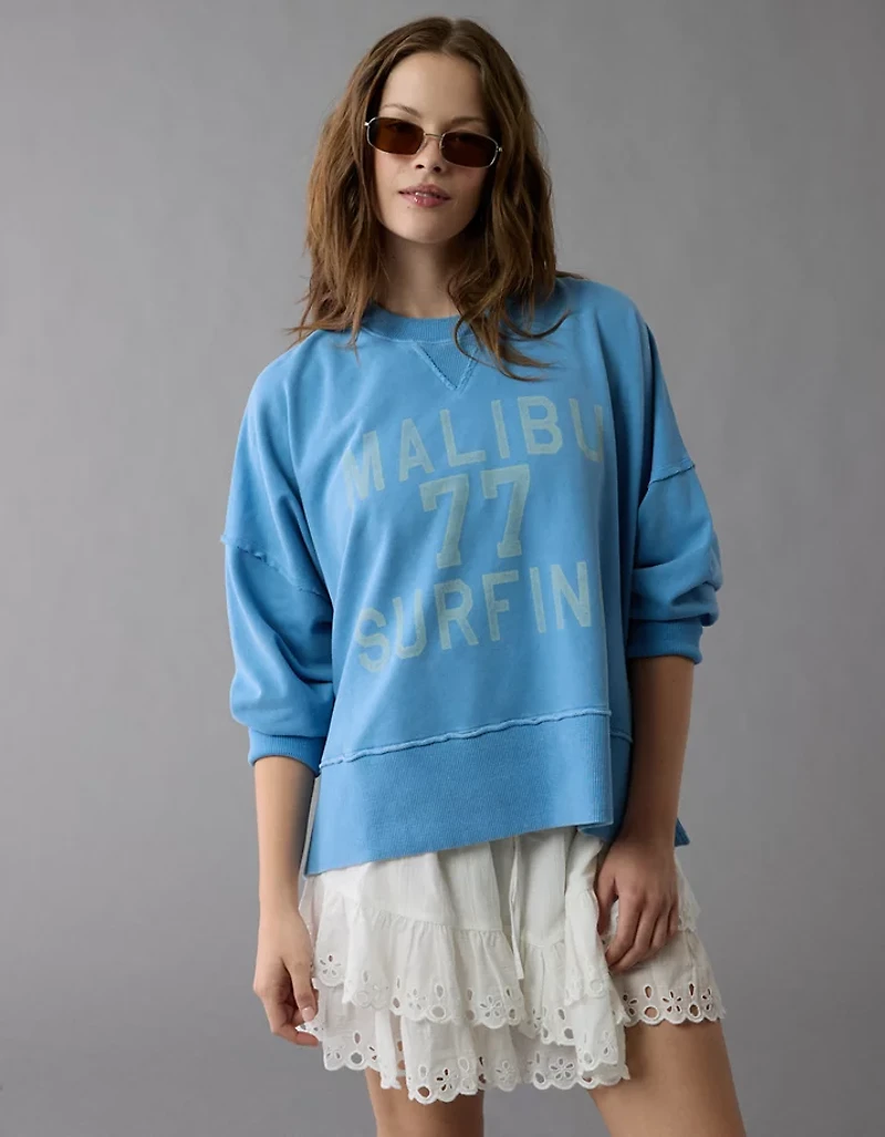 AE Big Hug Destination Graphic Crew Neck Sweatshirt