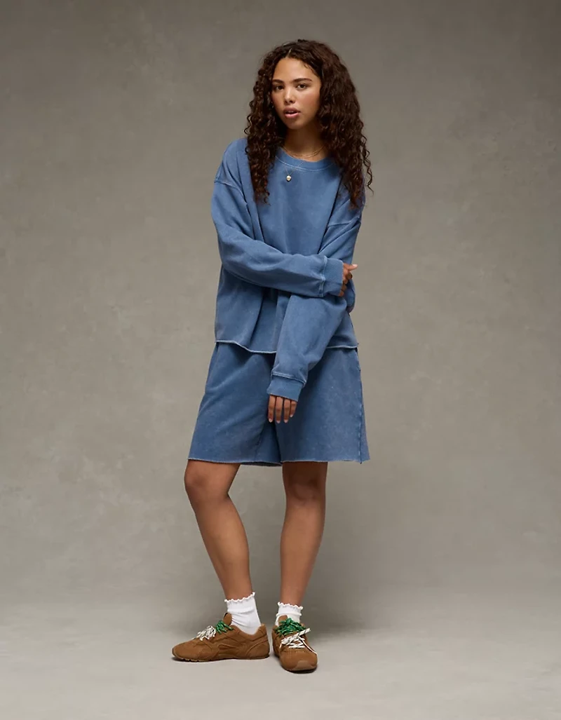 AE Everyday Luxe Cropped Cut-Off Sweatshirt