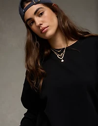 AE Everyday Luxe Cropped Cut-Off Sweatshirt