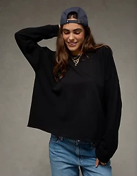 AE Everyday Luxe Cropped Cut-Off Sweatshirt