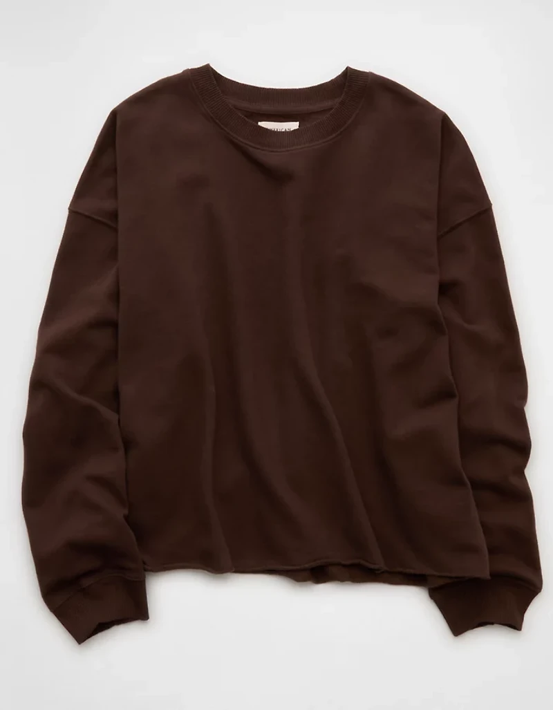 AE Everyday Luxe Cropped Cut-Off Sweatshirt