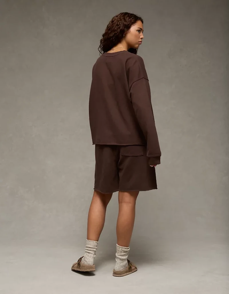 AE Everyday Luxe Cropped Cut-Off Sweatshirt