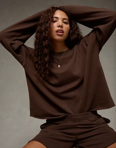 AE Everyday Luxe Cropped Cut-Off Sweatshirt