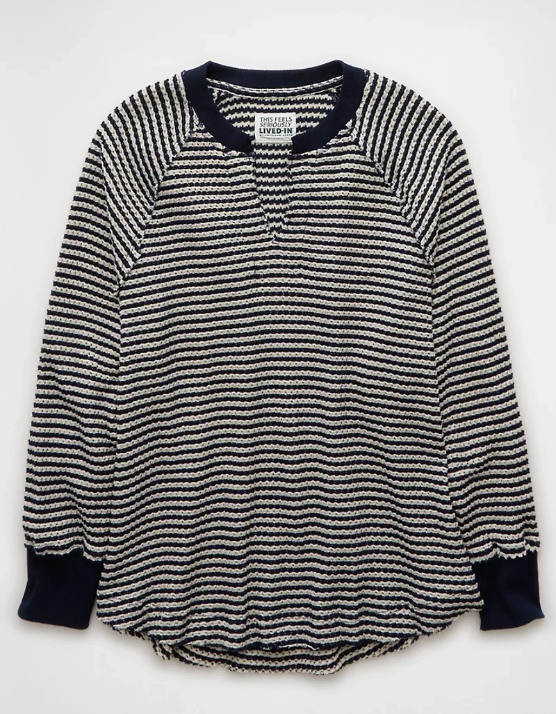 AE Big Hug Notch Neck Waffle Sweatshirt