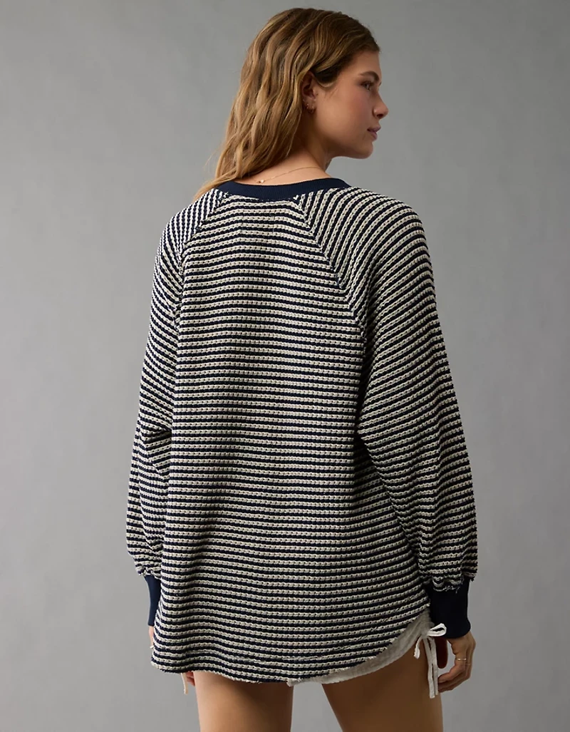 AE Big Hug Notch Neck Waffle Sweatshirt