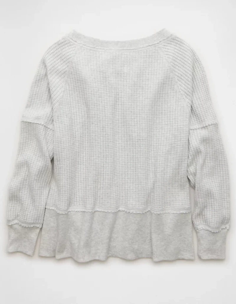 AE Big Hug Off-The-Shoulder Waffle Sweatshirt