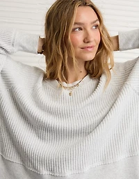 AE Big Hug Off-The-Shoulder Waffle Sweatshirt