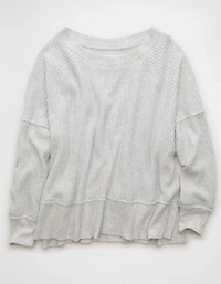 AE Big Hug Off-The-Shoulder Waffle Sweatshirt