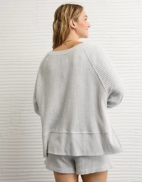 AE Big Hug Off-The-Shoulder Waffle Sweatshirt
