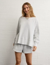 AE Big Hug Off-The-Shoulder Waffle Sweatshirt