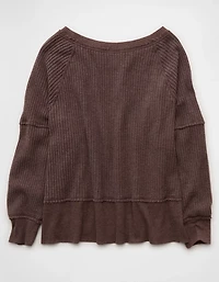 AE Big Hug Off-The-Shoulder Waffle Sweatshirt