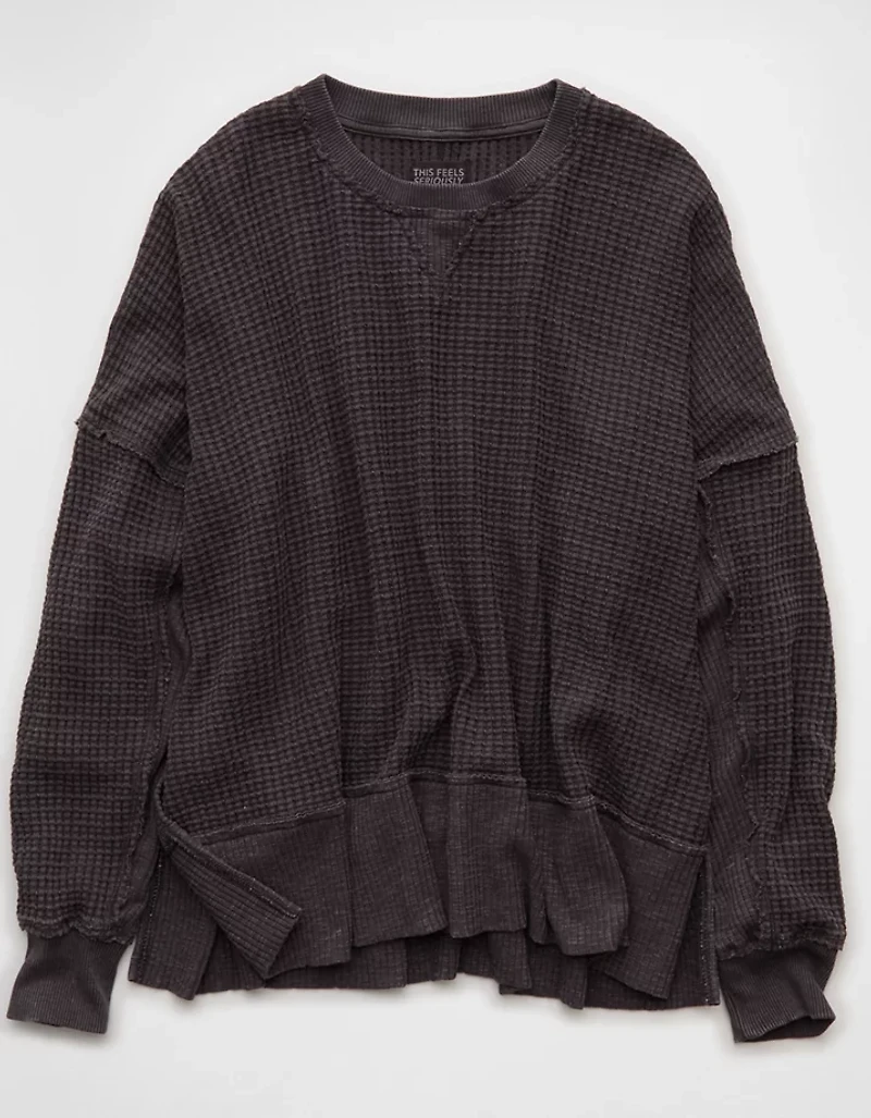 AE Big Hug Crew Neck Waffle Sweatshirt