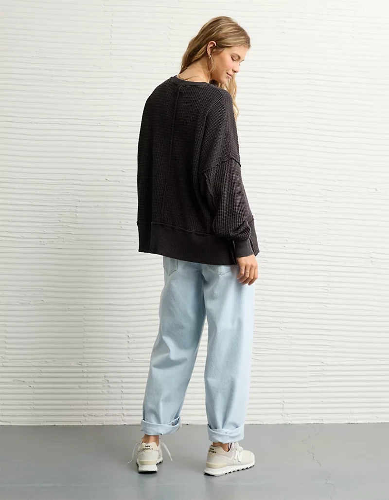 AE Big Hug Crew Neck Waffle Sweatshirt