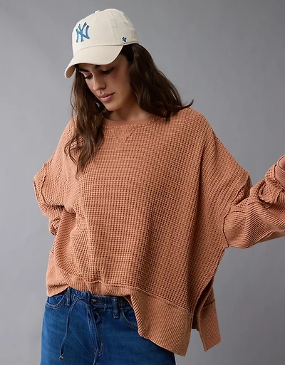 AE Big Hug Crew Neck Waffle Sweatshirt