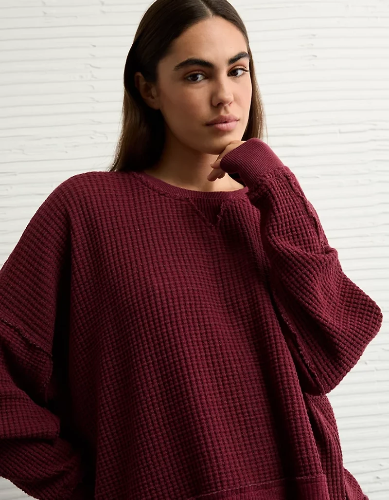 AE Big Hug Crew Neck Waffle Sweatshirt