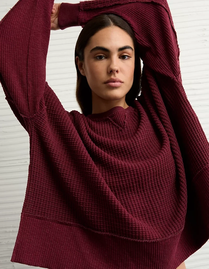 AE Big Hug Crew Neck Waffle Sweatshirt