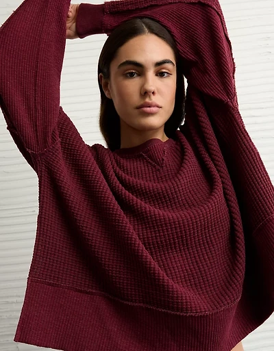 AE Big Hug Crew Neck Waffle Sweatshirt