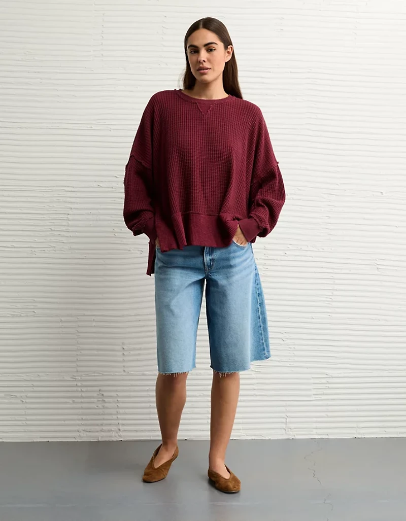 AE Big Hug Crew Neck Waffle Sweatshirt