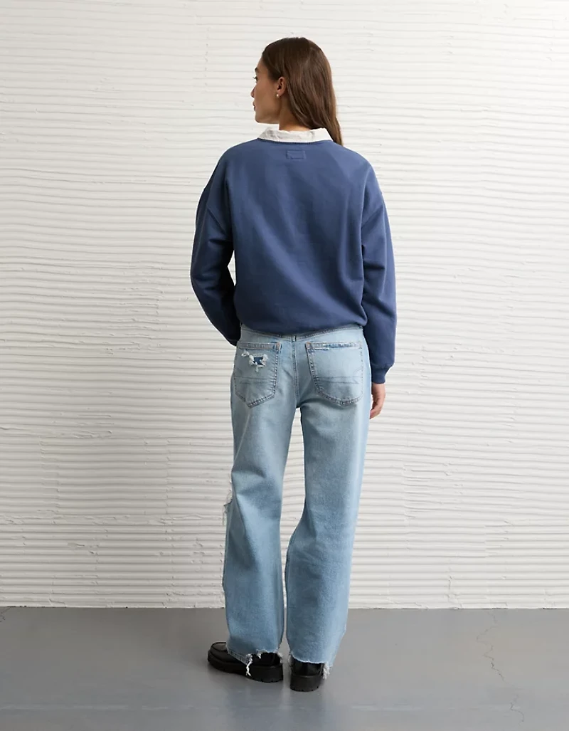 Chandail en molleton et velours à col rond image AE