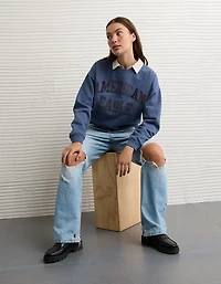 Chandail en molleton et velours à col rond image AE