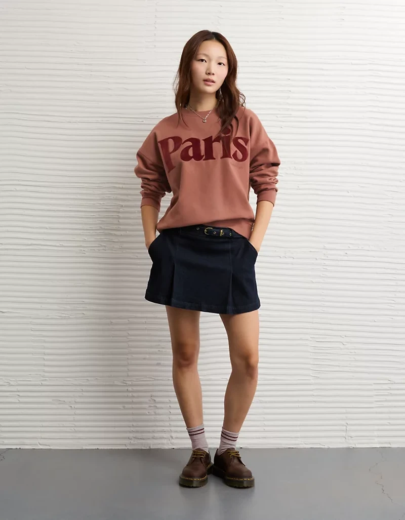 AE Velvet Graphic Crew Neck Sweatshirt