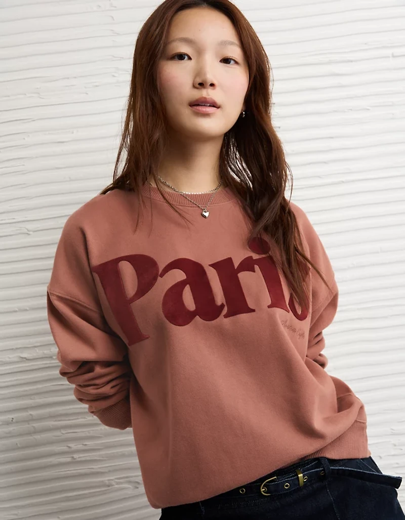 AE Velvet Graphic Crew Neck Sweatshirt