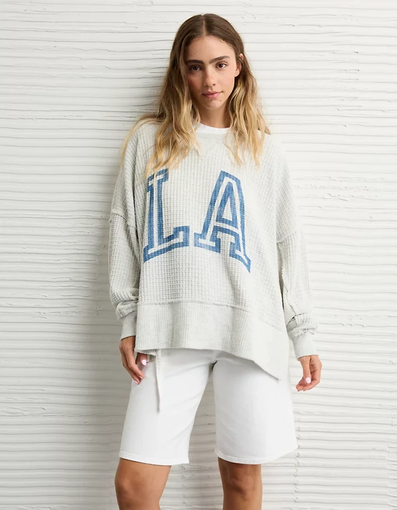 AE Big Hug Crew Neck Waffle Sweatshirt