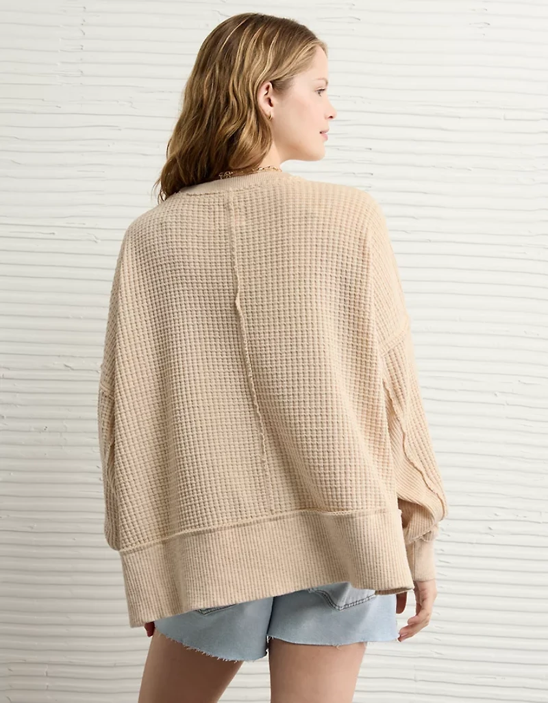 AE Big Hug Crew Neck Waffle Sweatshirt