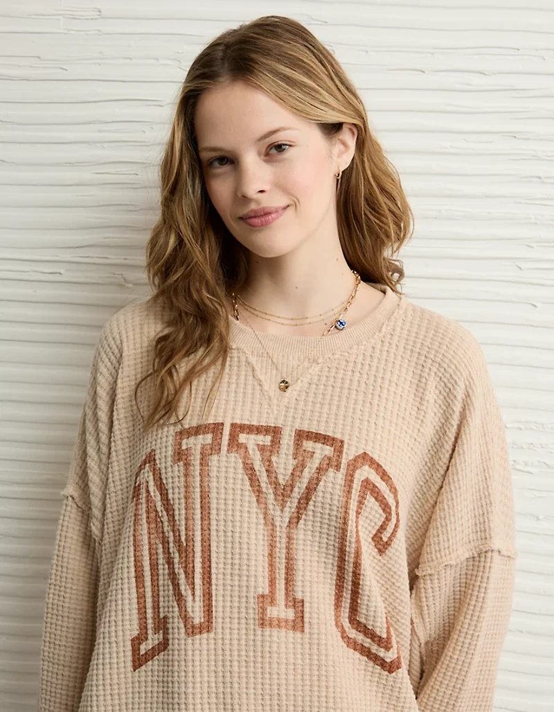 AE Big Hug Crew Neck Waffle Sweatshirt