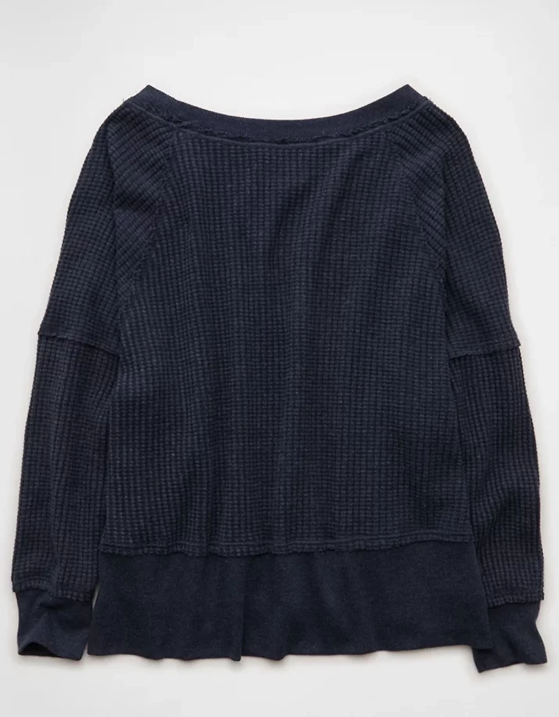 AE Big Hug Off-The-Shoulder Waffle Sweatshirt