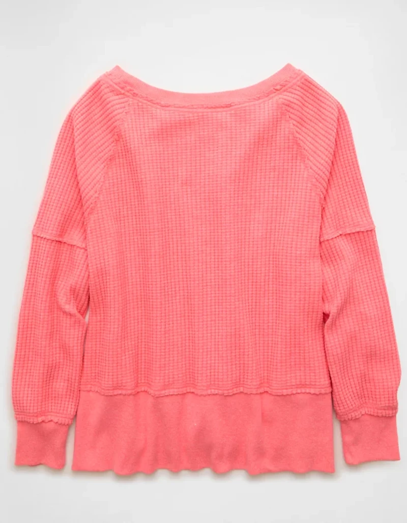 AE Big Hug Off-The-Shoulder Waffle Sweatshirt