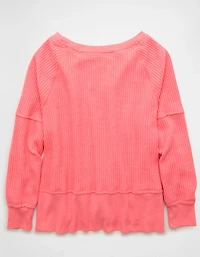 AE Big Hug Off-The-Shoulder Waffle Sweatshirt