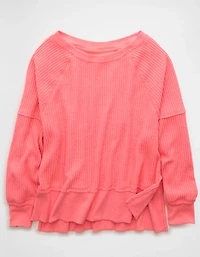 AE Big Hug Off-The-Shoulder Waffle Sweatshirt