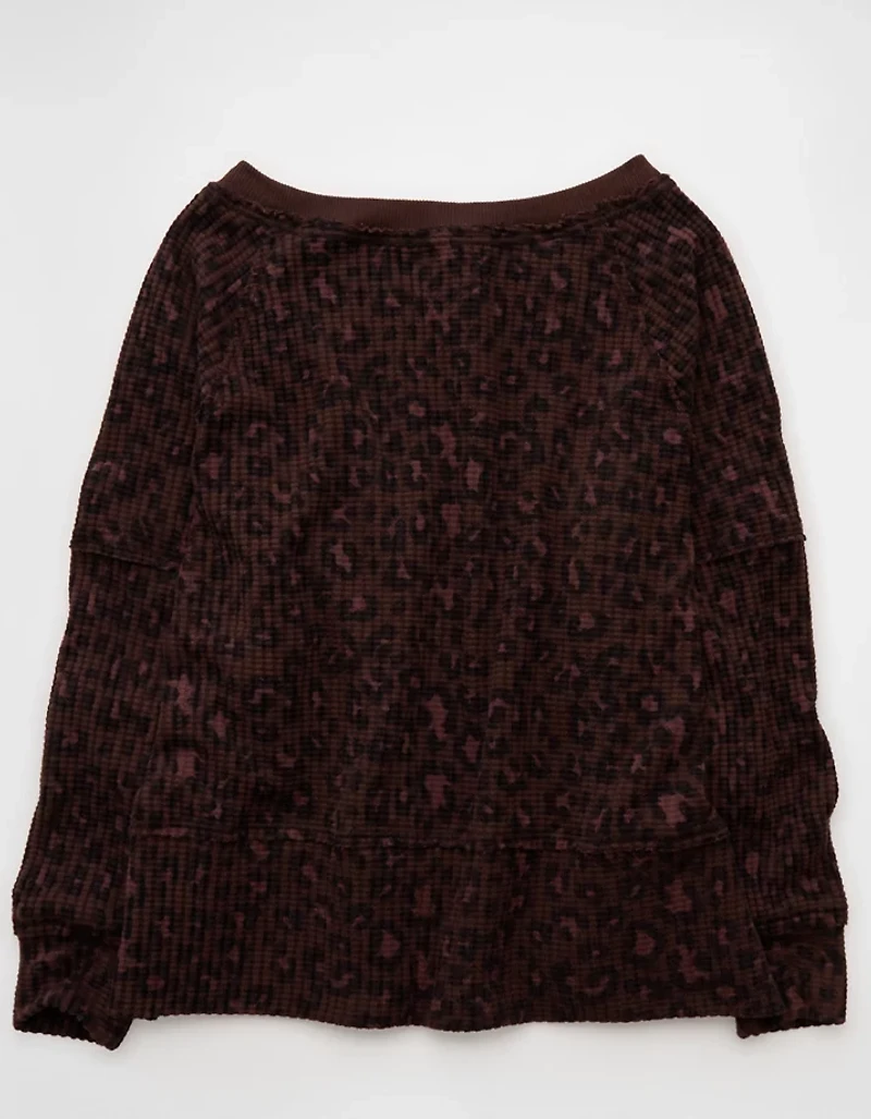 AE Big Hug Off-The-Shoulder Waffle Sweatshirt
