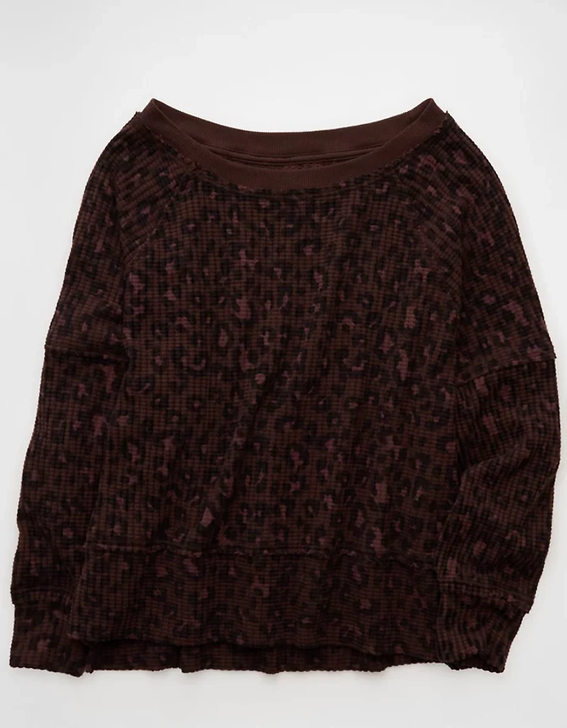 AE Big Hug Off-The-Shoulder Waffle Sweatshirt