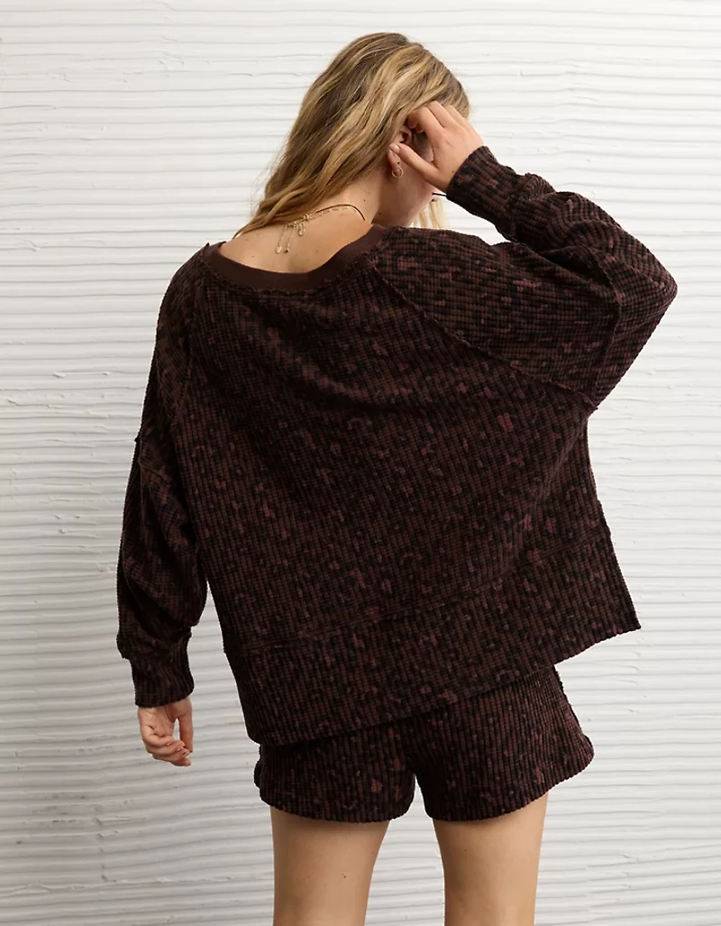 AE Big Hug Off-The-Shoulder Waffle Sweatshirt