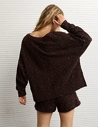 AE Big Hug Off-The-Shoulder Waffle Sweatshirt