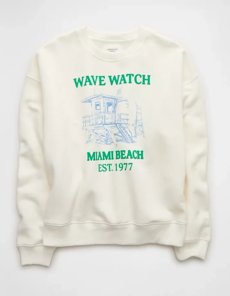 Chandail en molleton à graphique et col rond AE