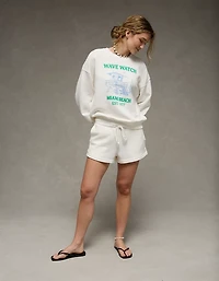 Chandail en molleton à graphique et col rond AE