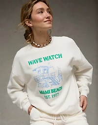 Chandail en molleton à graphique et col rond AE