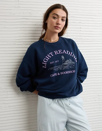 Chandail en molleton à graphique et col rond AE