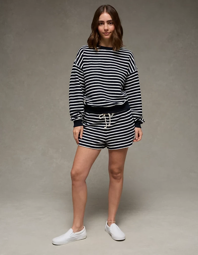 Chandail en molleton texturé à col rond AE