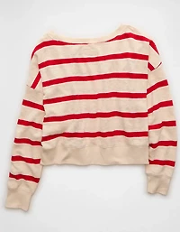 AE Striped Off-the-Shoulder Sweatshirt