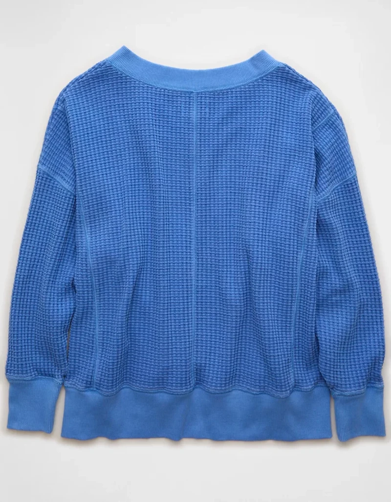 AE Big Hug V-Neck Waffle Sweatshirt