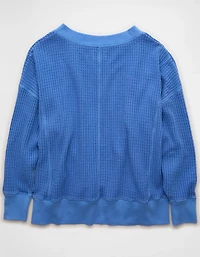 AE Big Hug V-Neck Waffle Sweatshirt