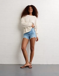 AE Big Hug Off-the-Shoulder Waffle Sweatshirt