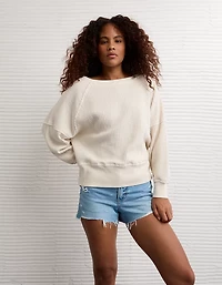 AE Big Hug Off-the-Shoulder Waffle Sweatshirt