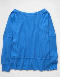 AE Big Hug Off-the-Shoulder Waffle Sweatshirt