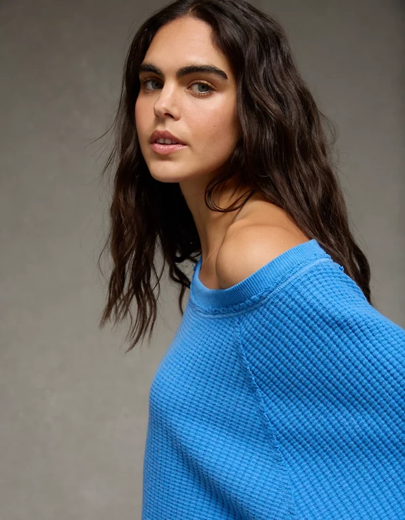 Chandail en molleton gaufré à épaules dénudées Gros câlin AE