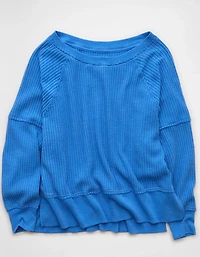 AE Big Hug Off-the-Shoulder Waffle Sweatshirt